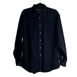 Tommy Hilfiger Navy Blue Crest Logo Button-Down Shirt Men’s Size Medium